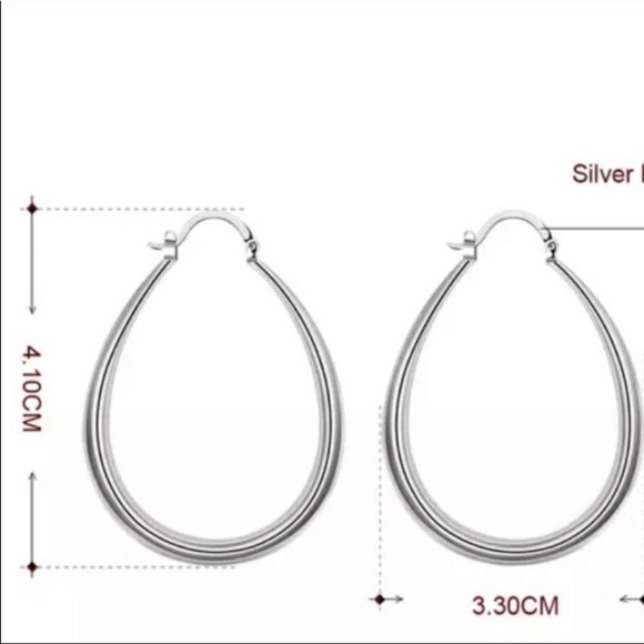 💎¥¥ NEW S925 STERLING SILVER OVAL HOOP EARRINGS - Picture 2 of 4